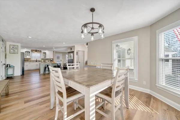a view of a balcony with furniture