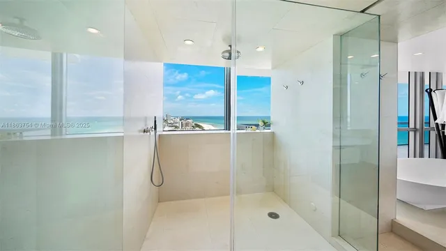 a view of a room with a lake view