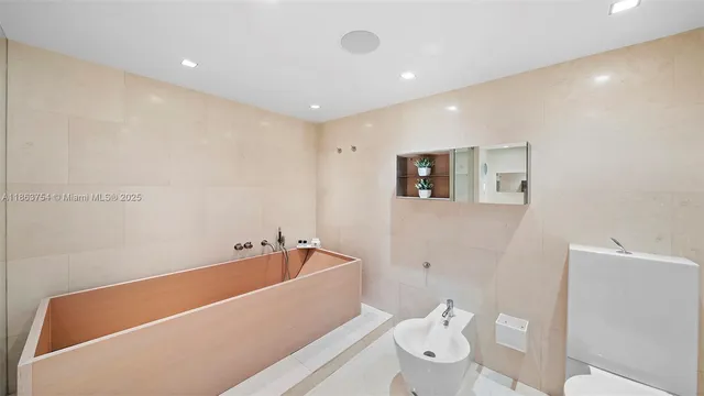 a bathroom with a bathtub