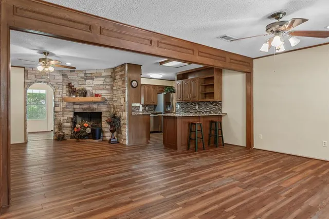 a view of a trees in a yard