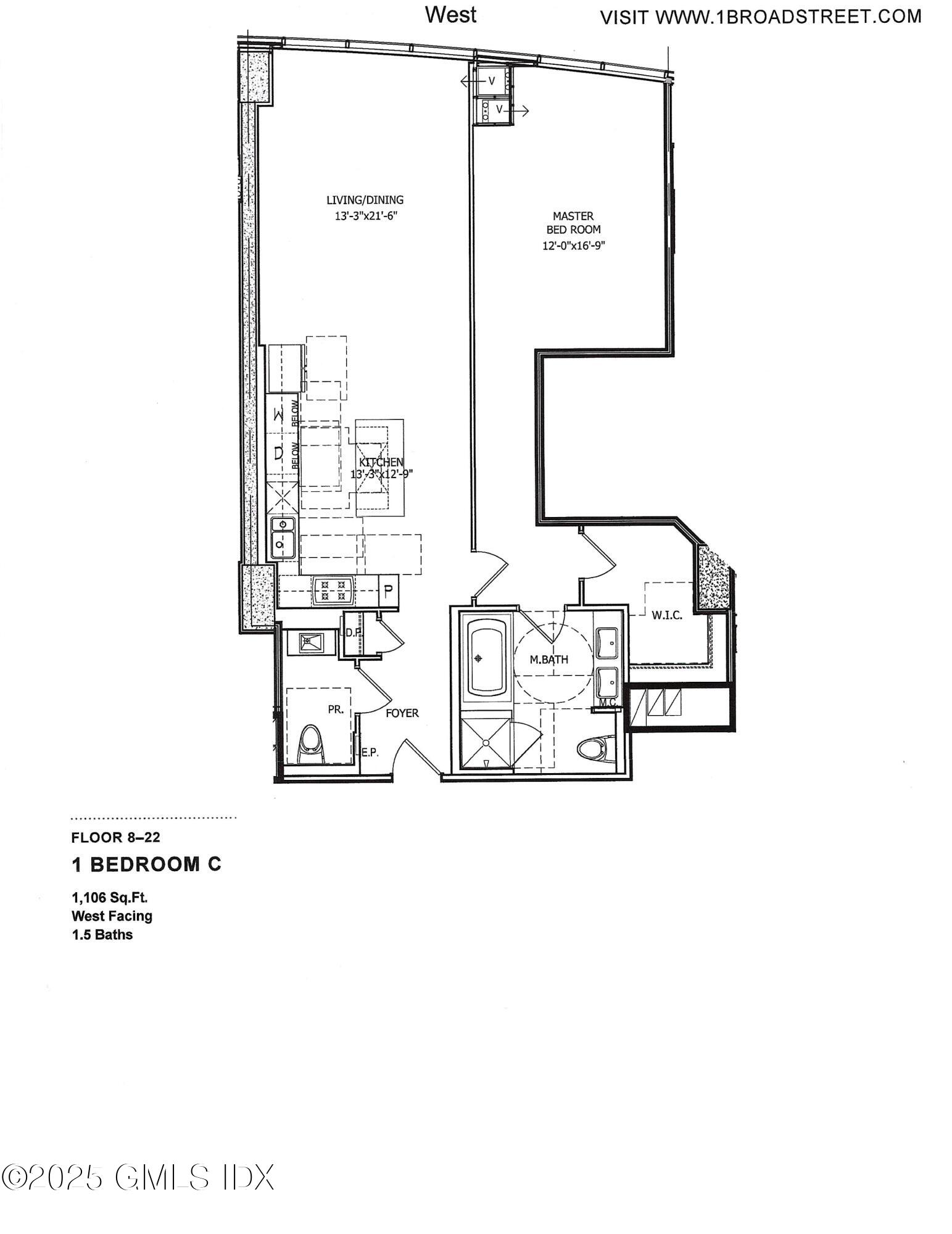 1 Broad Street, Unit 17C Stamford, CT 06901 - Photo 22 of 22 Floorplan 17C25 Jpg