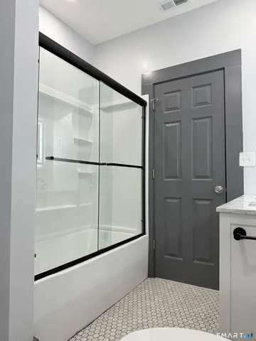 a bathroom with a shower