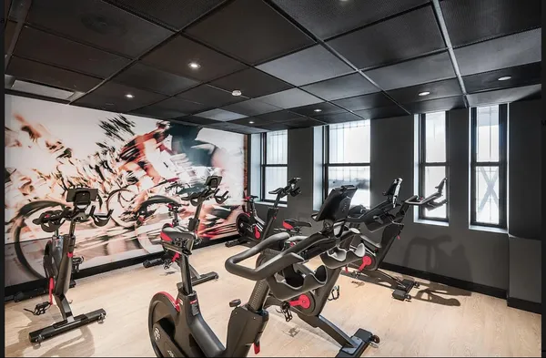 a view of a room with gym equipment