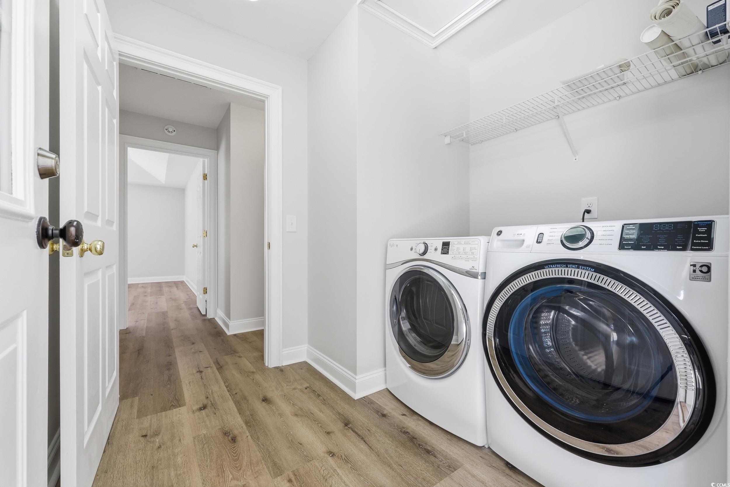 4337 State Highway 65 Conway, SC 29526 - Photo 21 of 39 Washroom with wood finished floors and washing machine and dryer