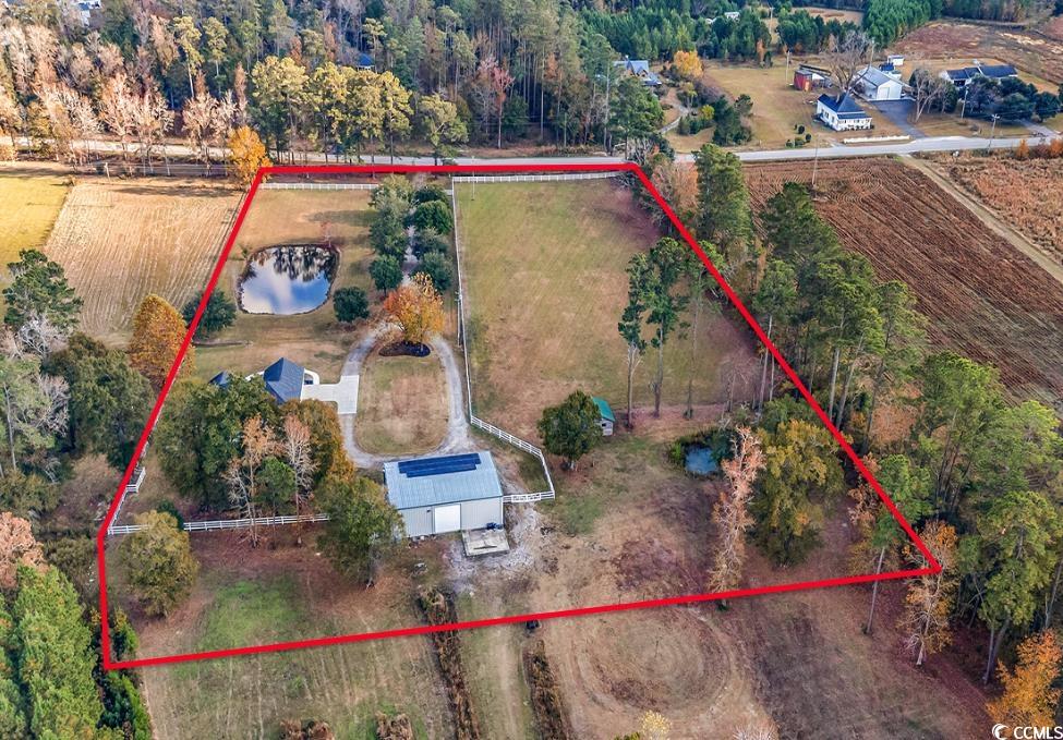 4337 State Highway 65 Conway, SC 29526 - Photo 33 of 39 Aerial view of sparsely populated area with property parcel outlined