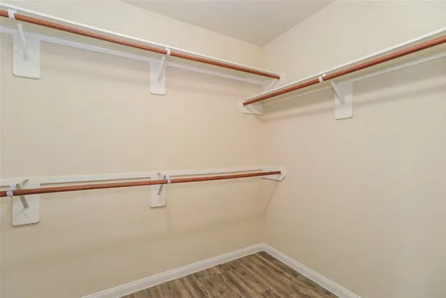 a view of a room with racks on the wall