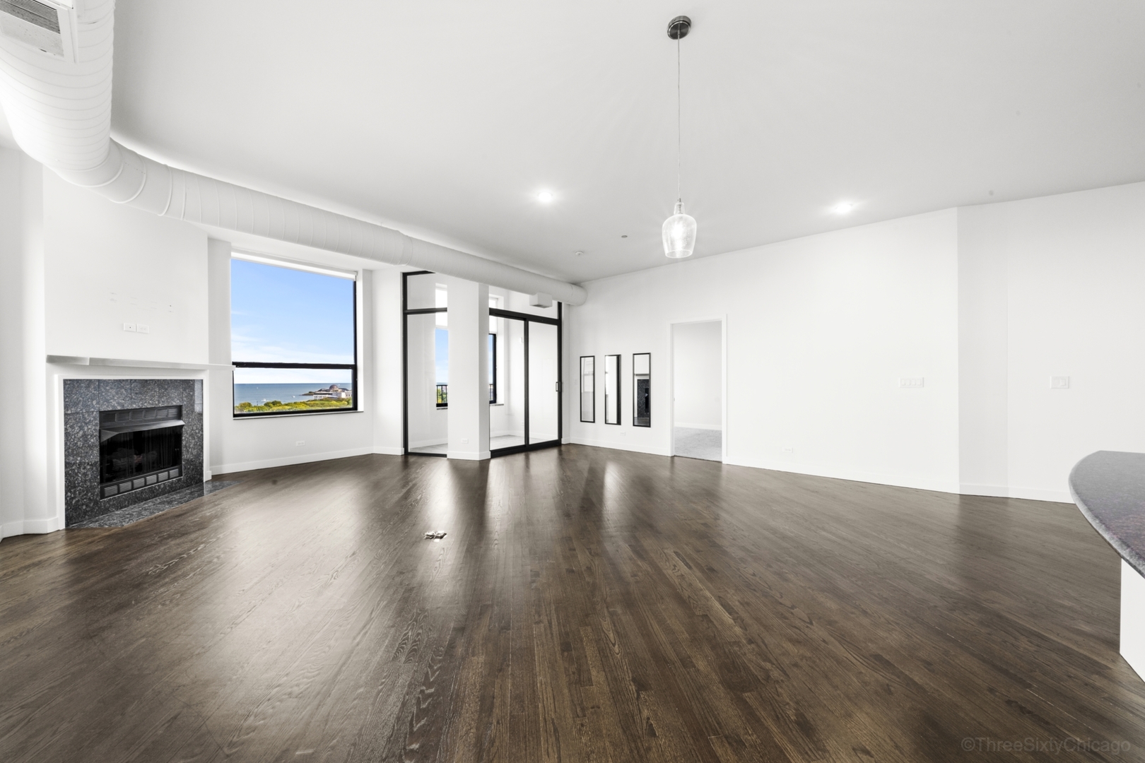 910 South Michigan Avenue, Unit 1004 Chicago, IL 60605 - Photo 6 of 22 a view of an empty room with wooden floor fireplace and a window