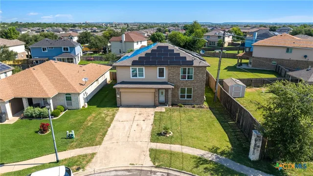 an aerial view of a house