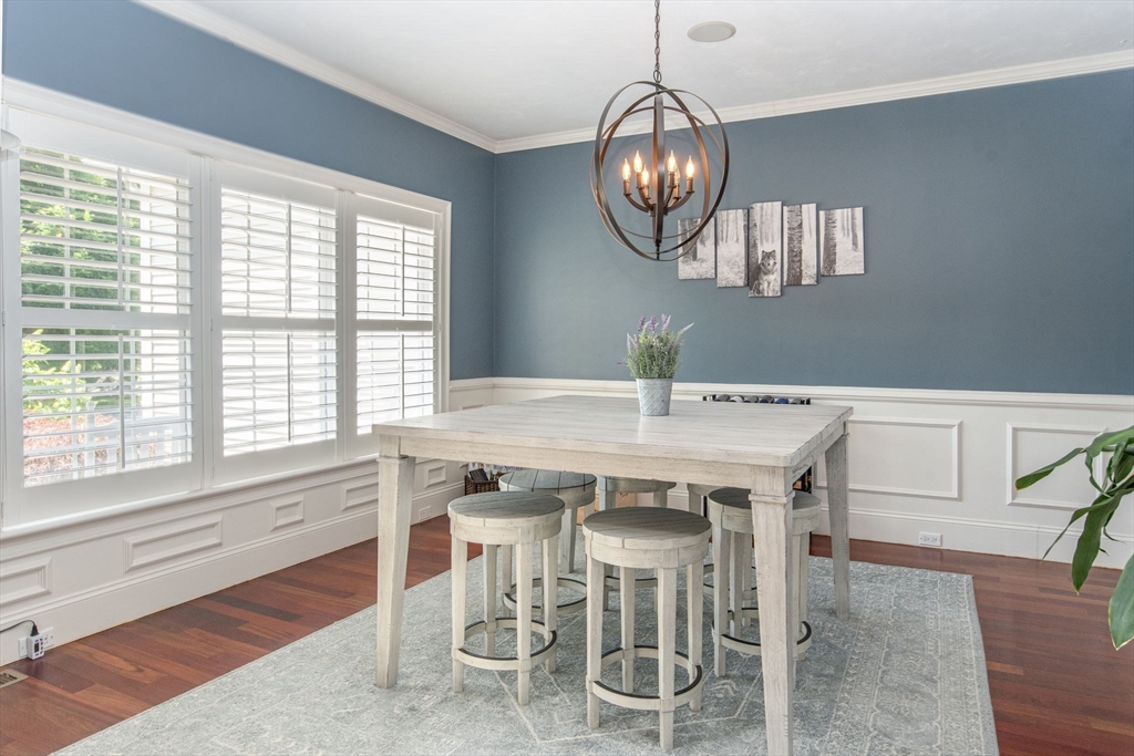 19 Round Farm Road Rehoboth, MA 02769 - Photo 6 of 42 a view of a dining room with furniture wooden floor and chandelier