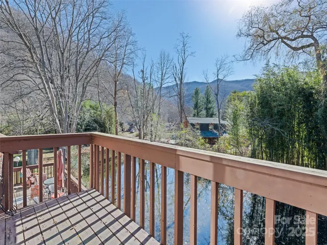a view of a wooden deck
