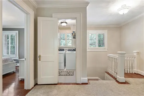 a view of a porch with windows