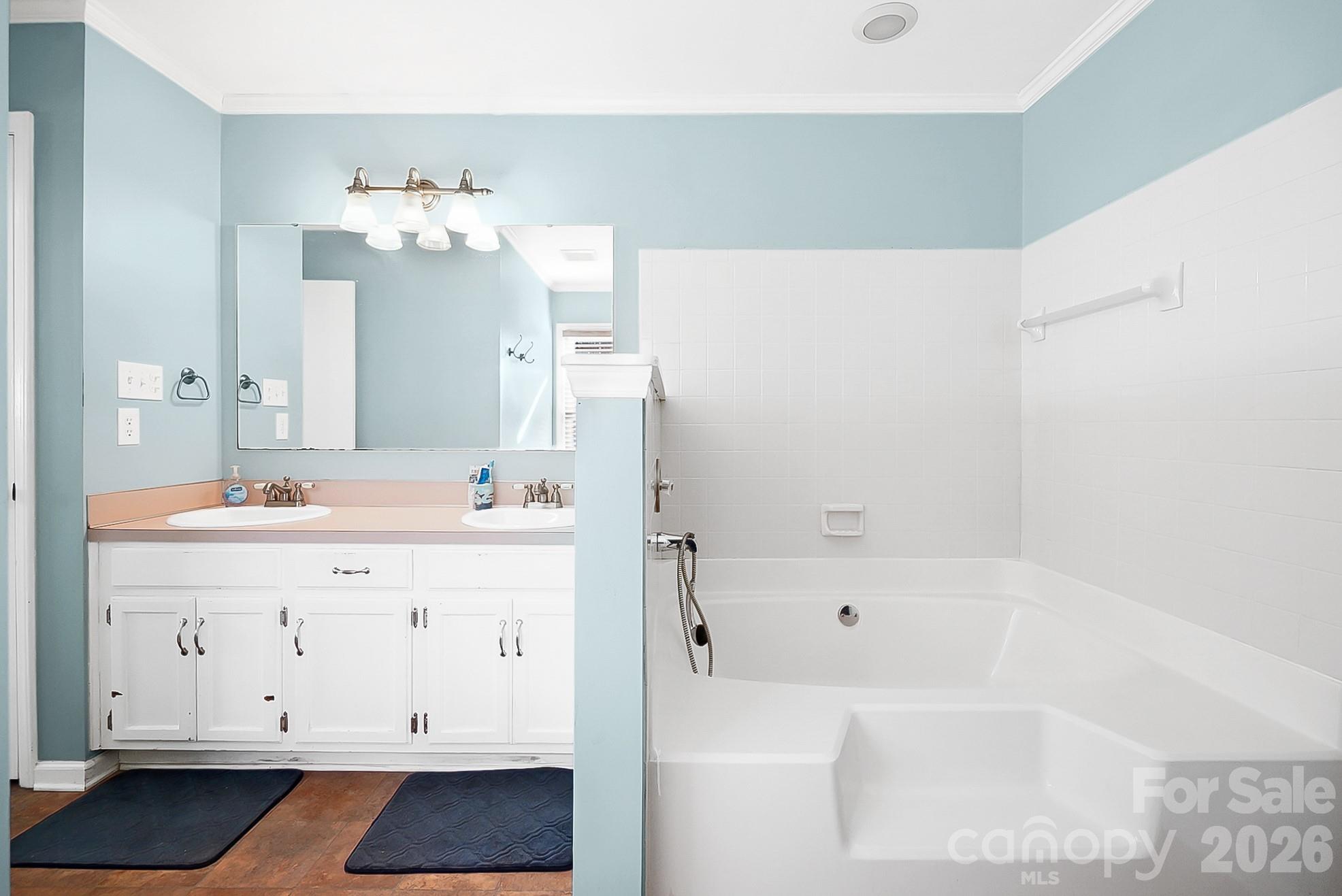 6906 Streamside Drive Charlotte, NC 28212 - Photo 23 of 48 a bathroom with a bathtub sink and mirror