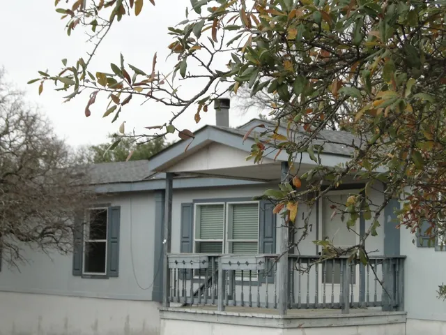 a view of a yard with large trees