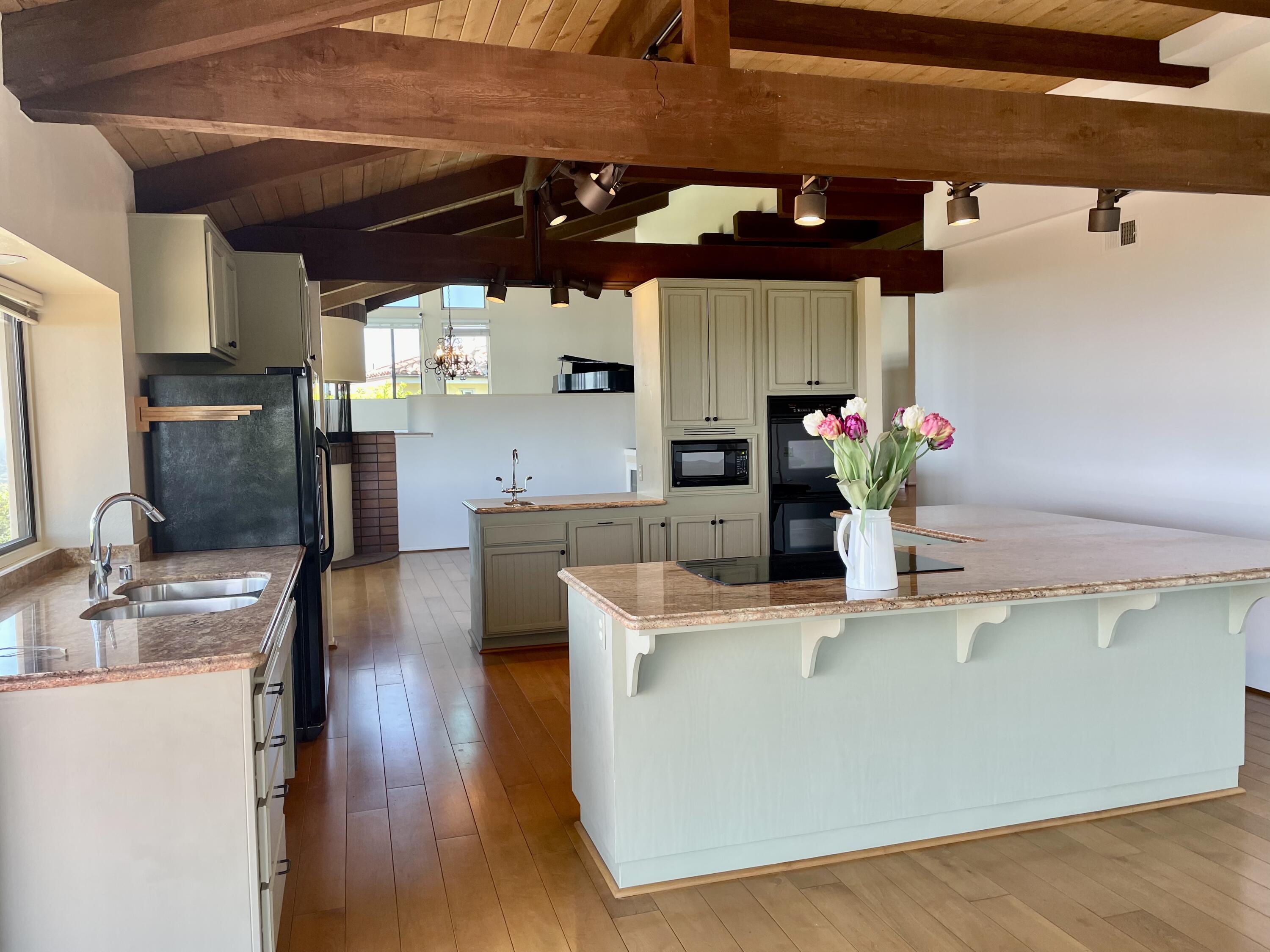 260 Loma Media Road Santa Barbara, CA 93103 - Photo 7 of 23 a kitchen with stainless steel appliances granite countertop a sink and cabinets