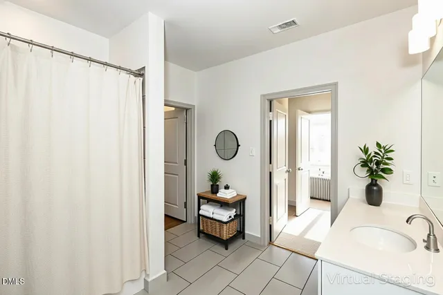 a living room with furniture