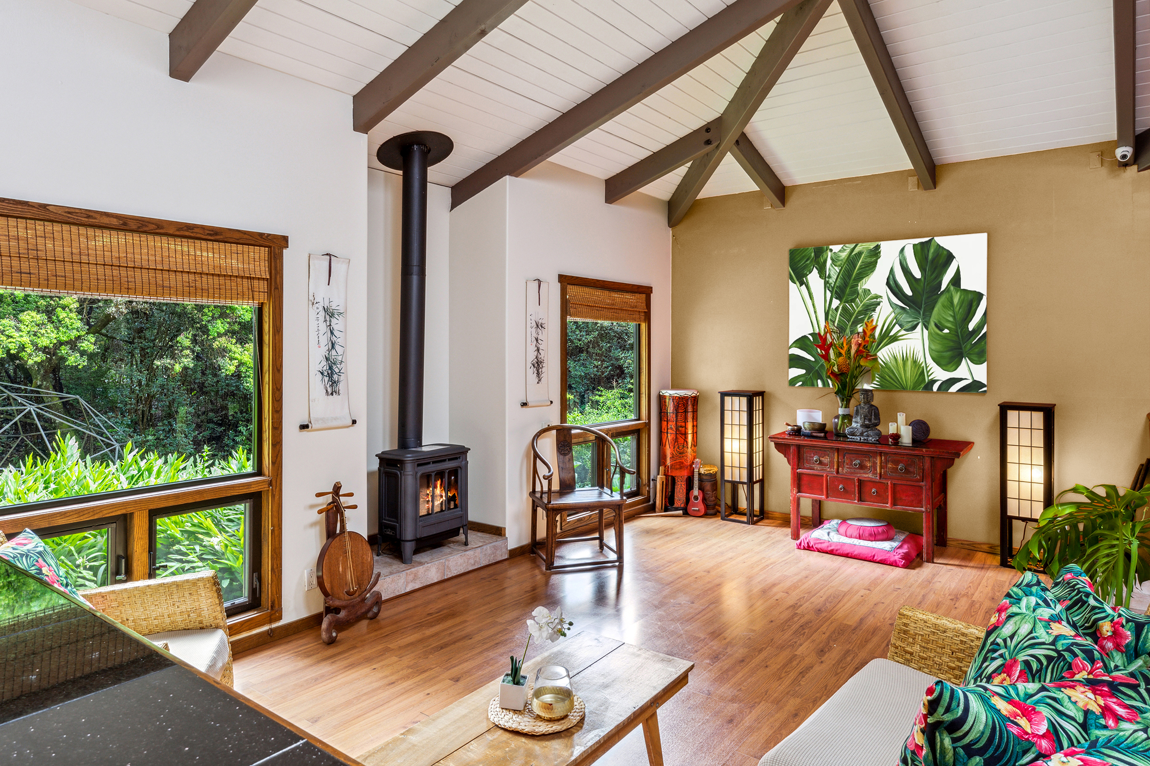 46-4147 Old Mamalahoa Highway, Unit B Honokaa, HI 96727 - Photo 1 of 30 a living room with furniture and a floor to ceiling window