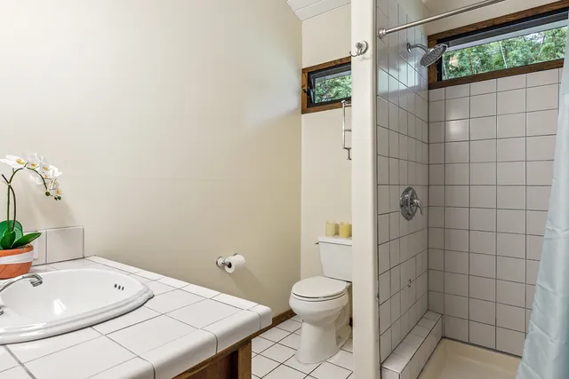 a bathroom with a sink and toilet