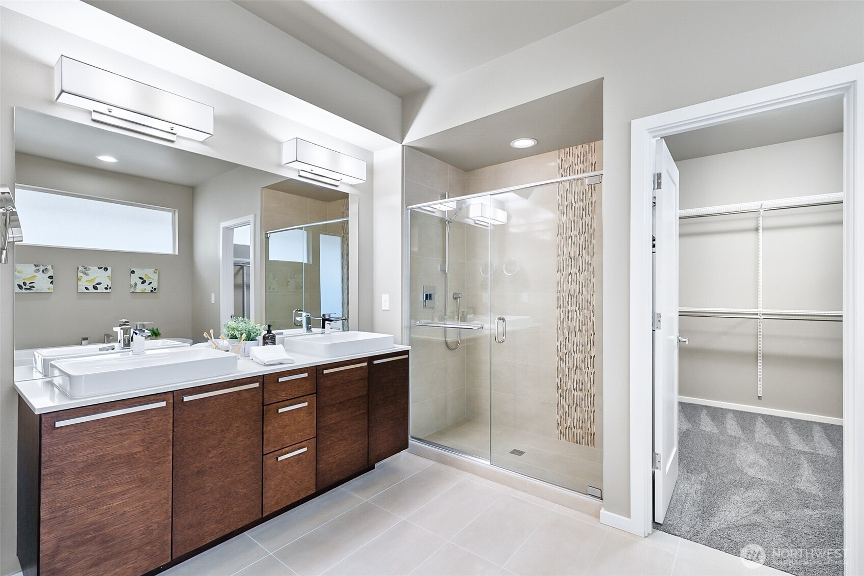 4009 168th Place Southeast Bothell, WA 98012 - Photo 24 of 38 a bathroom with a sink mirror and shower