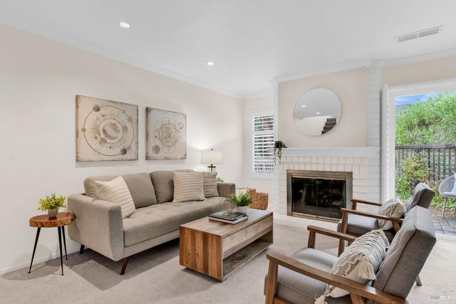a view of a livingroom with furniture and a potted plant