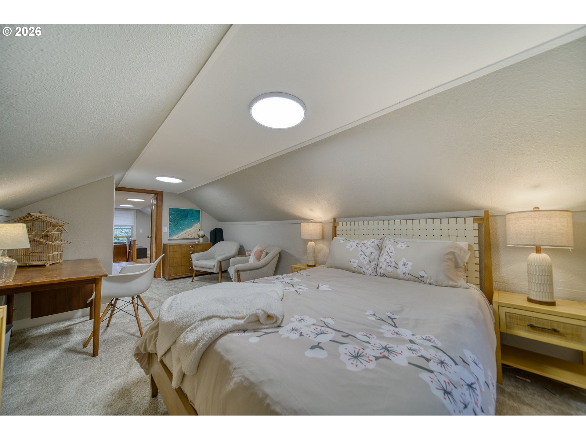 274 North 3rd Street St. Helens, OR 97051 - Photo 20 of 30 a bed room with a bed mirror and a night stand