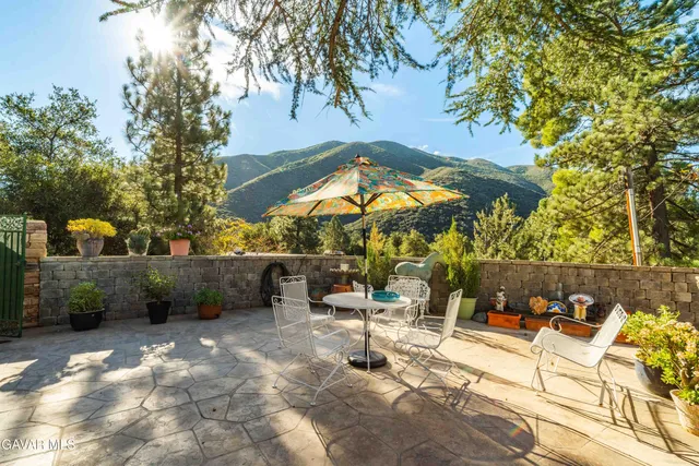a view of a chairs and table in the patio