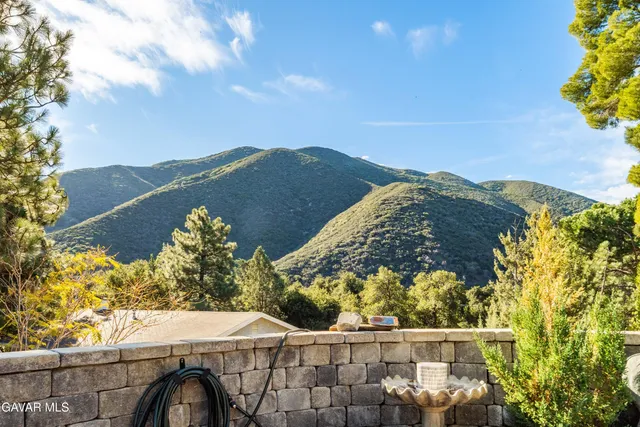 a view of a balcony with two plants
