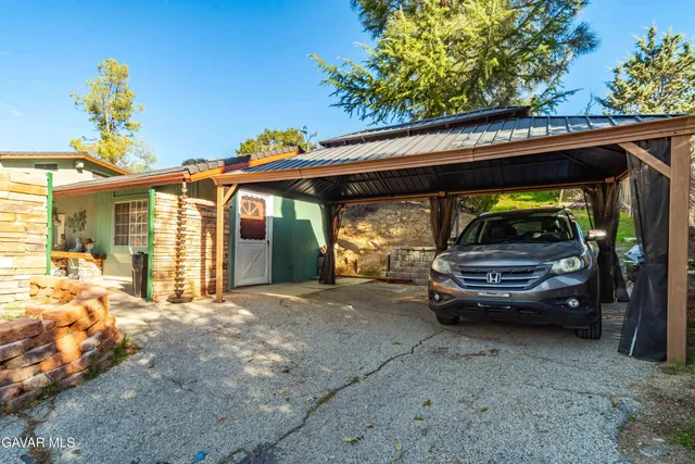 a view of car parked in garage