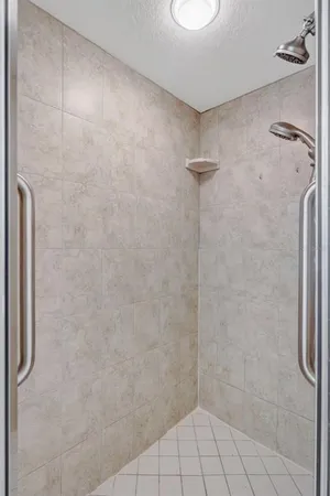 a view of a room with racks on the wall