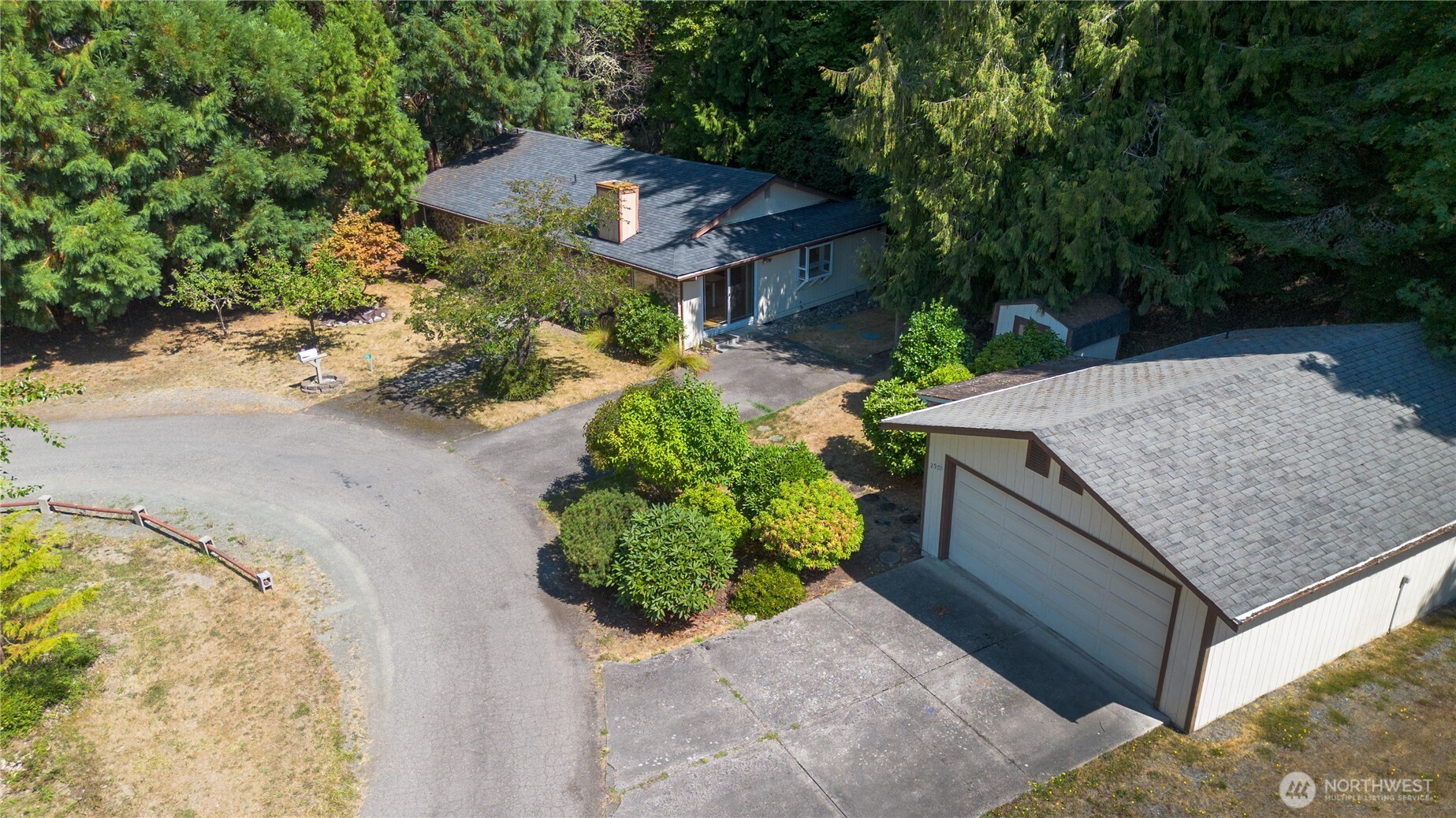 an aerial view of a house