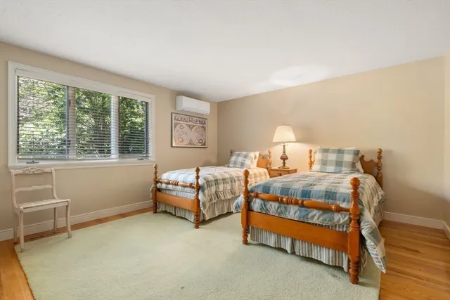 a view of a lake with a yard