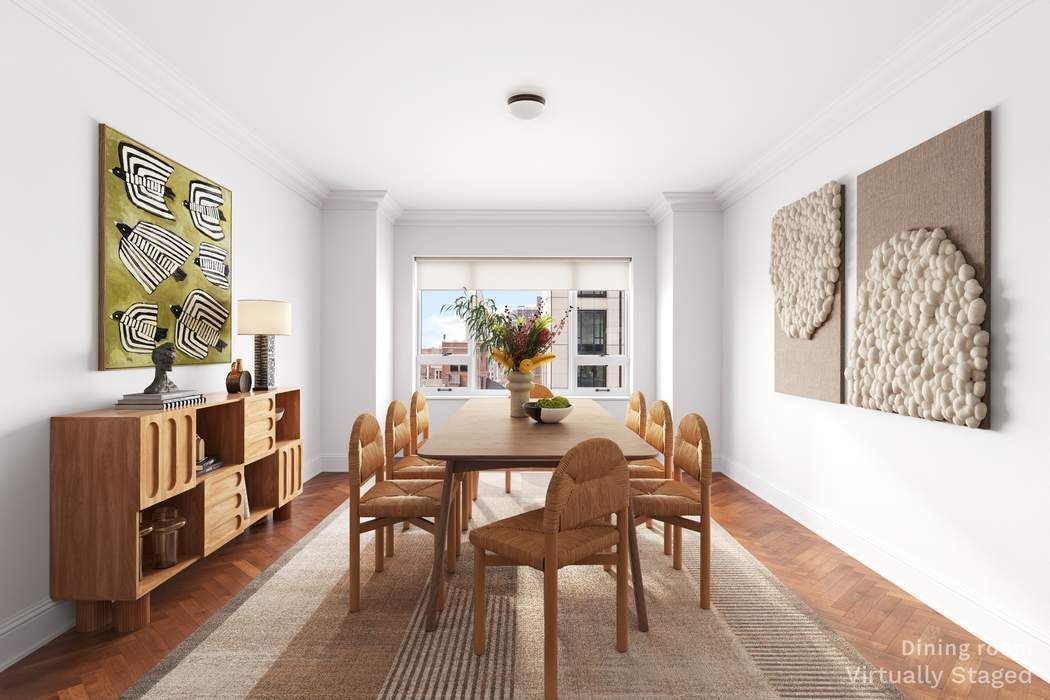 425 East 58th Street, Unit 21E Manhattan, NY 10022 - Photo 7 of 19 a view of a dining room with furniture and wooden floor