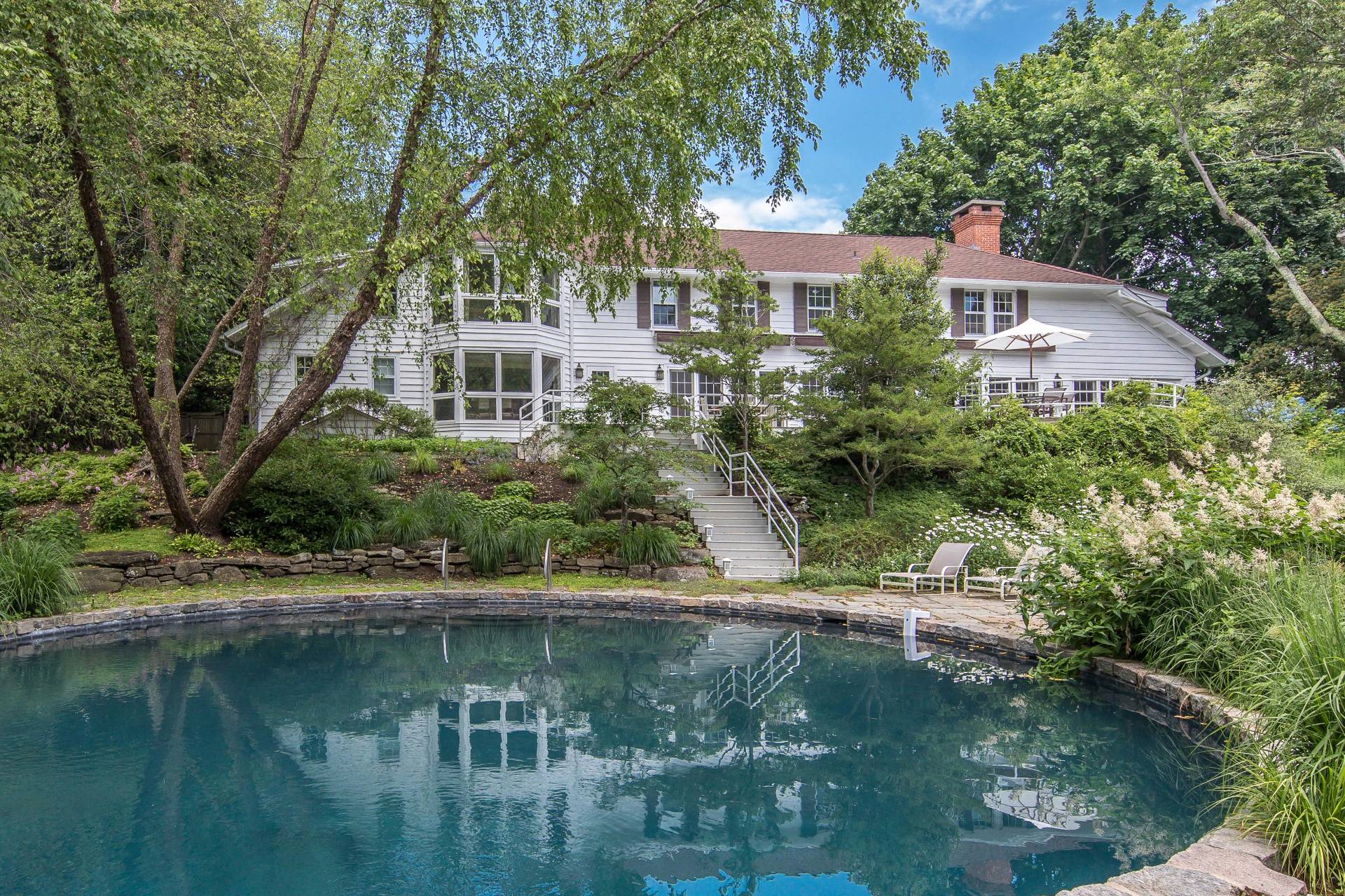 86 Georgica Road East Hampton, NY 11937 - Photo 19 of 20 a aerial view of a house with a yard and large trees