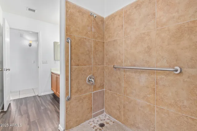 a bathroom with a shower