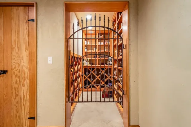 a view of a brick house with a glass door