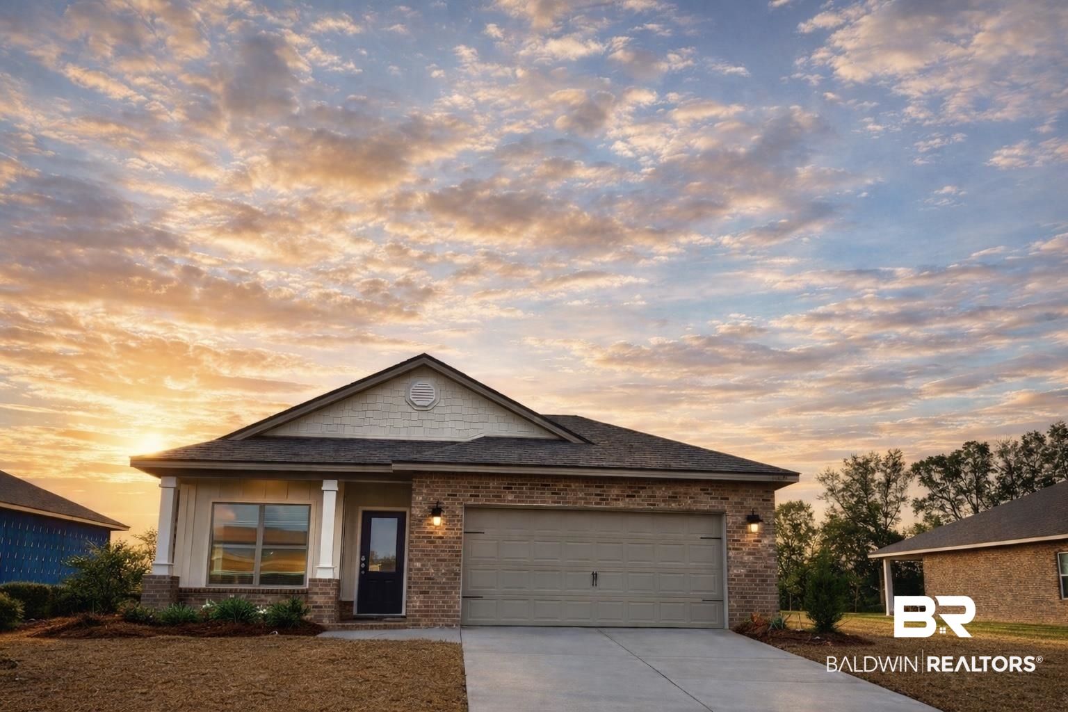 17854 Hens Avenue Foley, AL 36535 - Photo 1 of 35 View of front of house with brick siding, concrete driveway, an attached garage, and a shingled roof