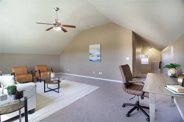 a workspace with furniture