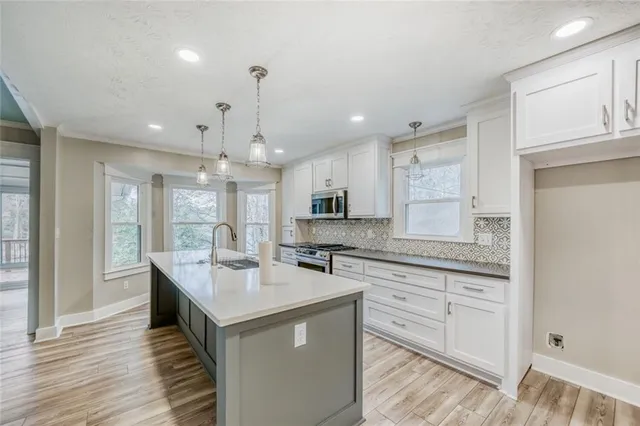 an empty room with windows