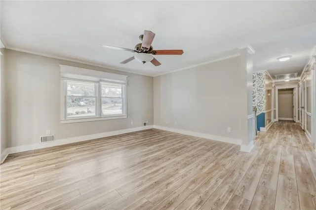 a view of lake with green space