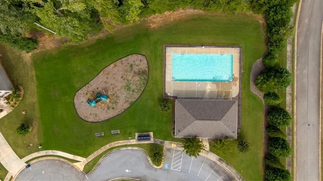 an aerial view of a house