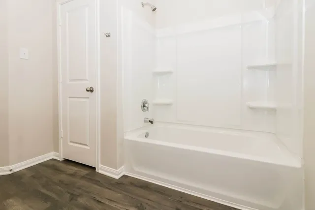 a bathroom with a bathtub