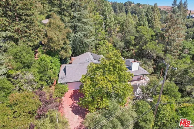 an aerial view of a house