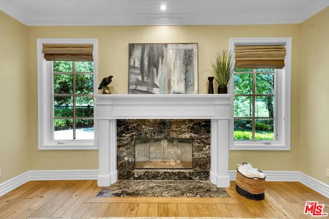 a view of a lake with a yard