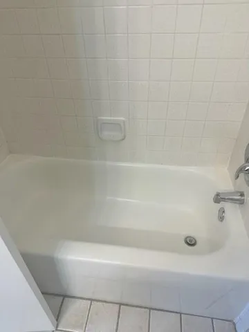 a bathroom with a bathtub