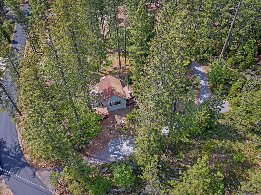 1753 Lightning Lane Arnold, CA 95223 - Photo 43 of 46 an aerial view of a house with a yard fire pit and wooden fence