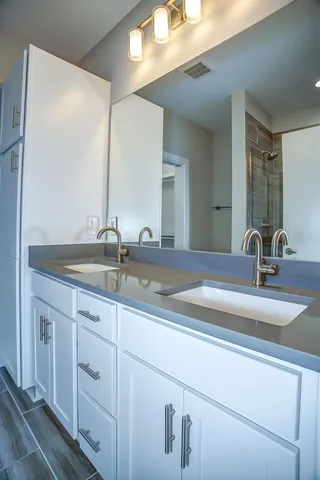 a bathroom with a sink toilet vanity and bathtub