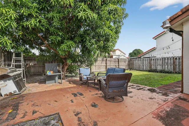 a building outdoor space with patio furniture