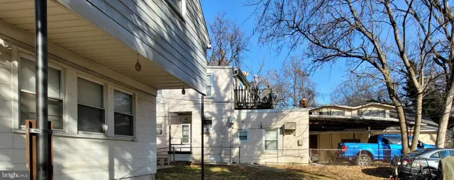 a front view of a building with street view