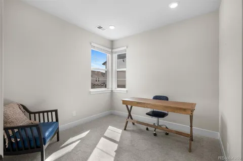 a workspace with table and chair