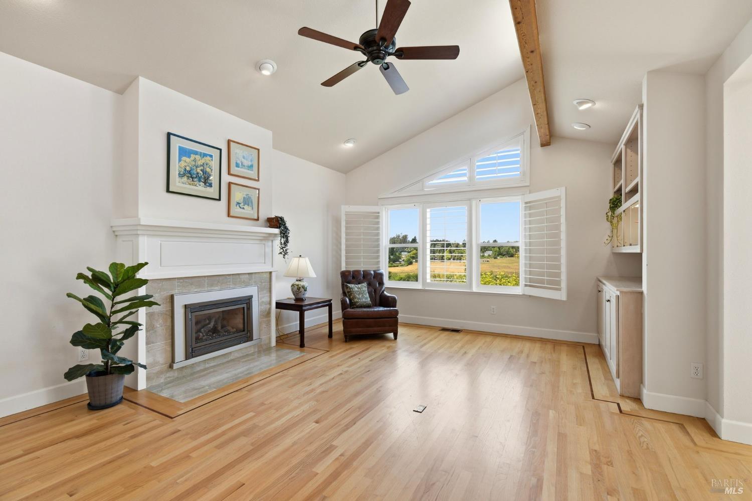 3223 Canfield Road Sebastopol, CA 95472 - Photo 8 of 58 Living Room with Fireplace and View of Neighboring Property