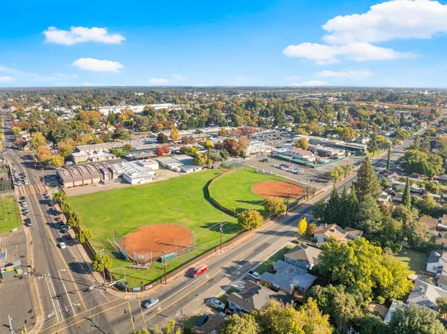 an aerial view of a city